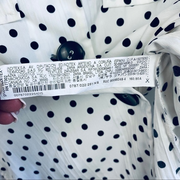 ZARA polka dot button down oversized Tunic Top Size XS - Picture 5 of 6